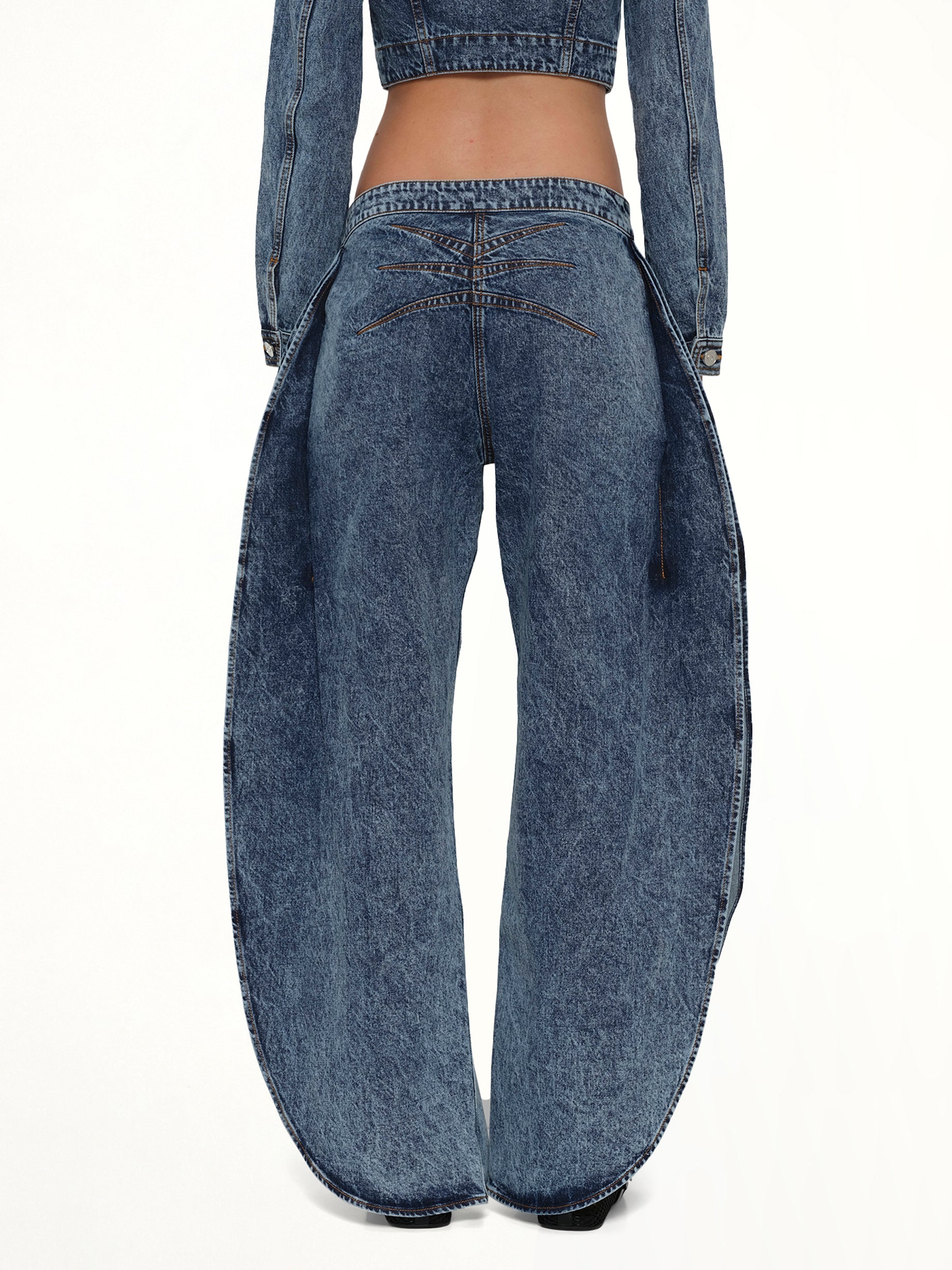 ALAIA Petal Pants in Blue Denim Back View from MARAIS