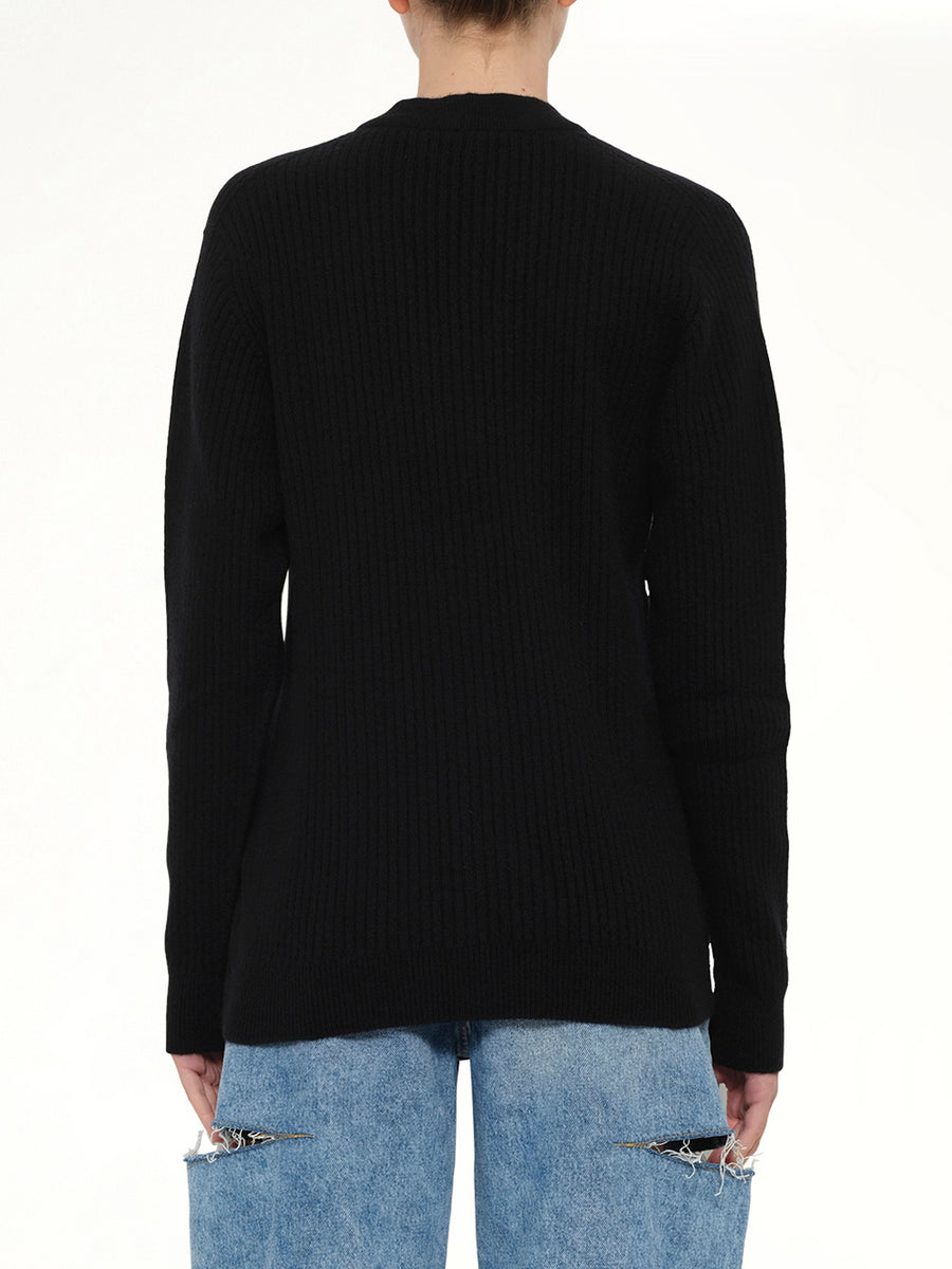 Buttoned Cashmere Cardigan in Black