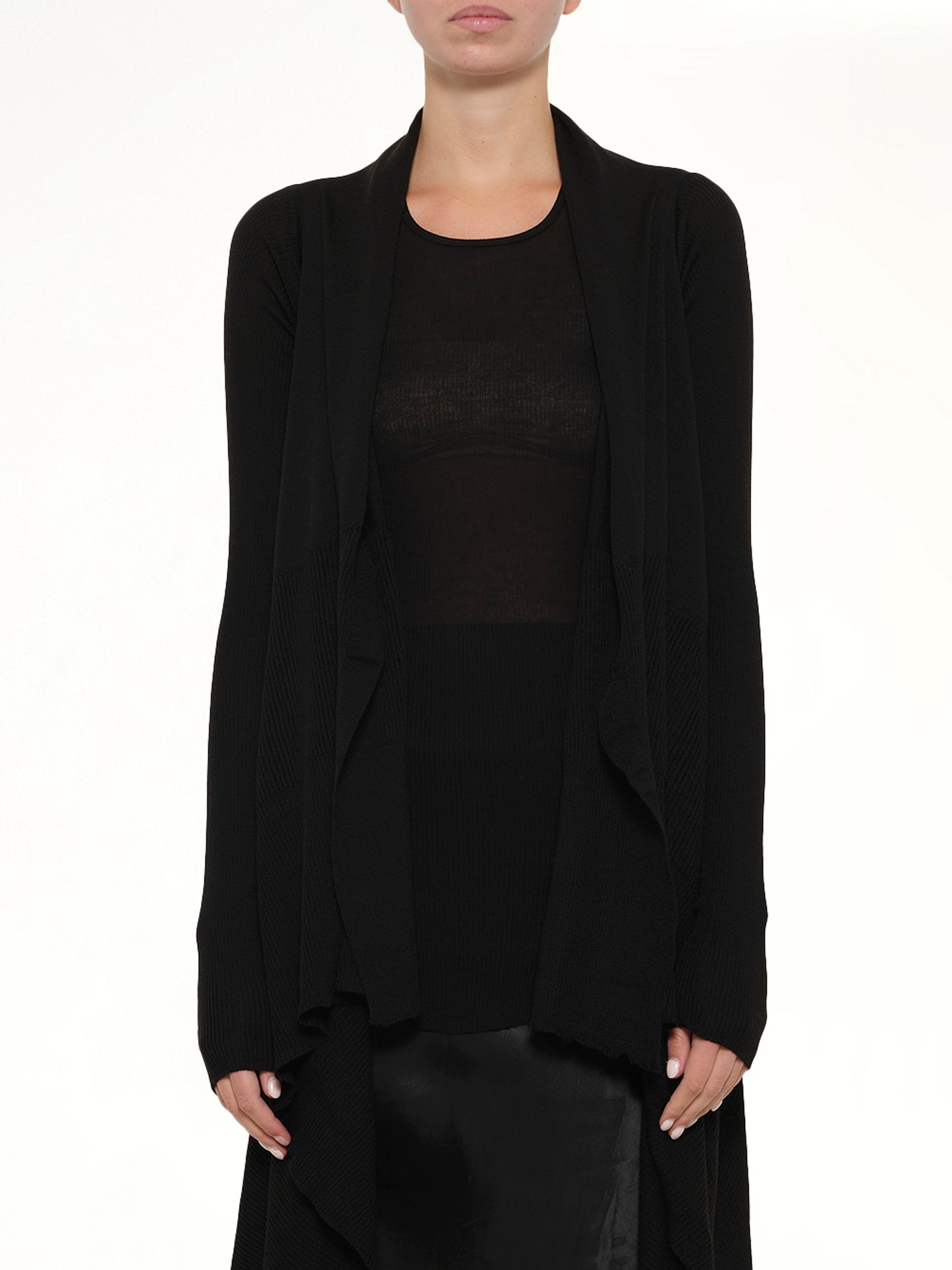Long Wrap Cardigan in Black