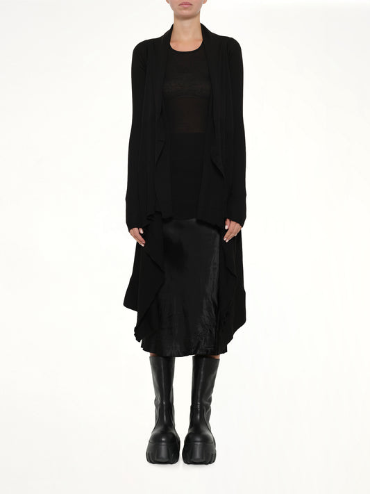 Long Wrap Cardigan in Black