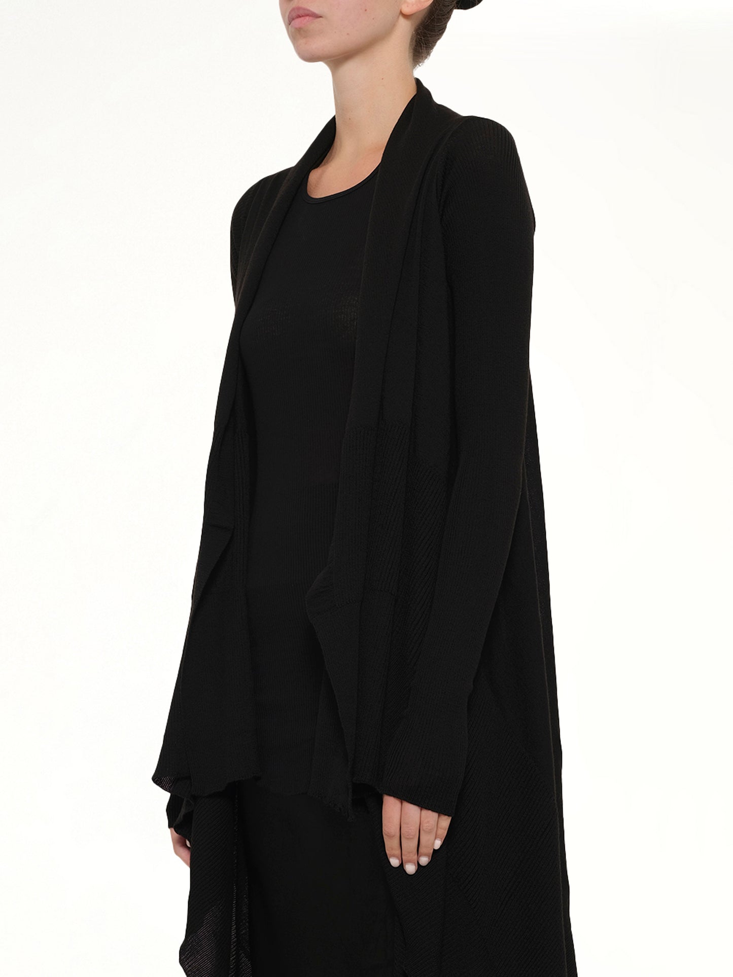 Long Wrap Cardigan in Black