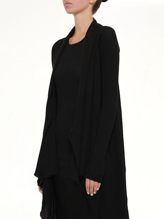 Long Wrap Cardigan in Black