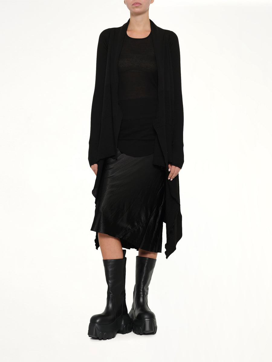 Long Wrap Cardigan in Black