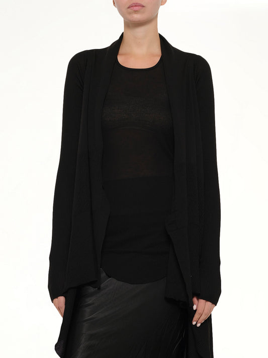 Long Wrap Cardigan in Black