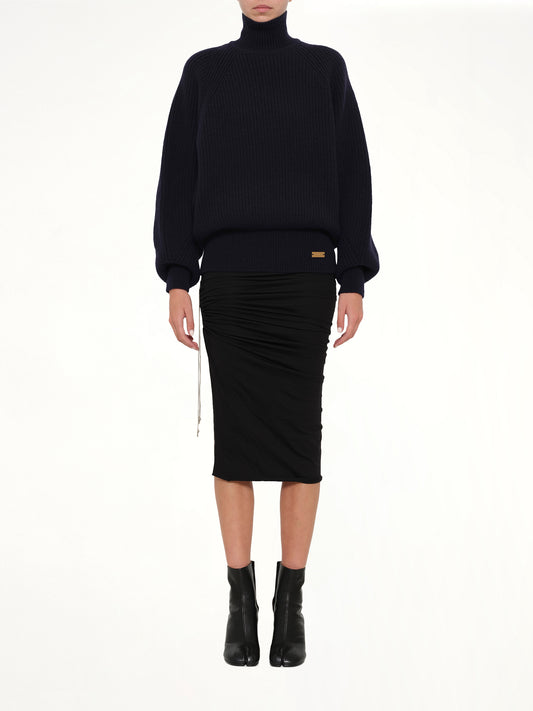 Batwing Ribbed Knit Pullover in Blue