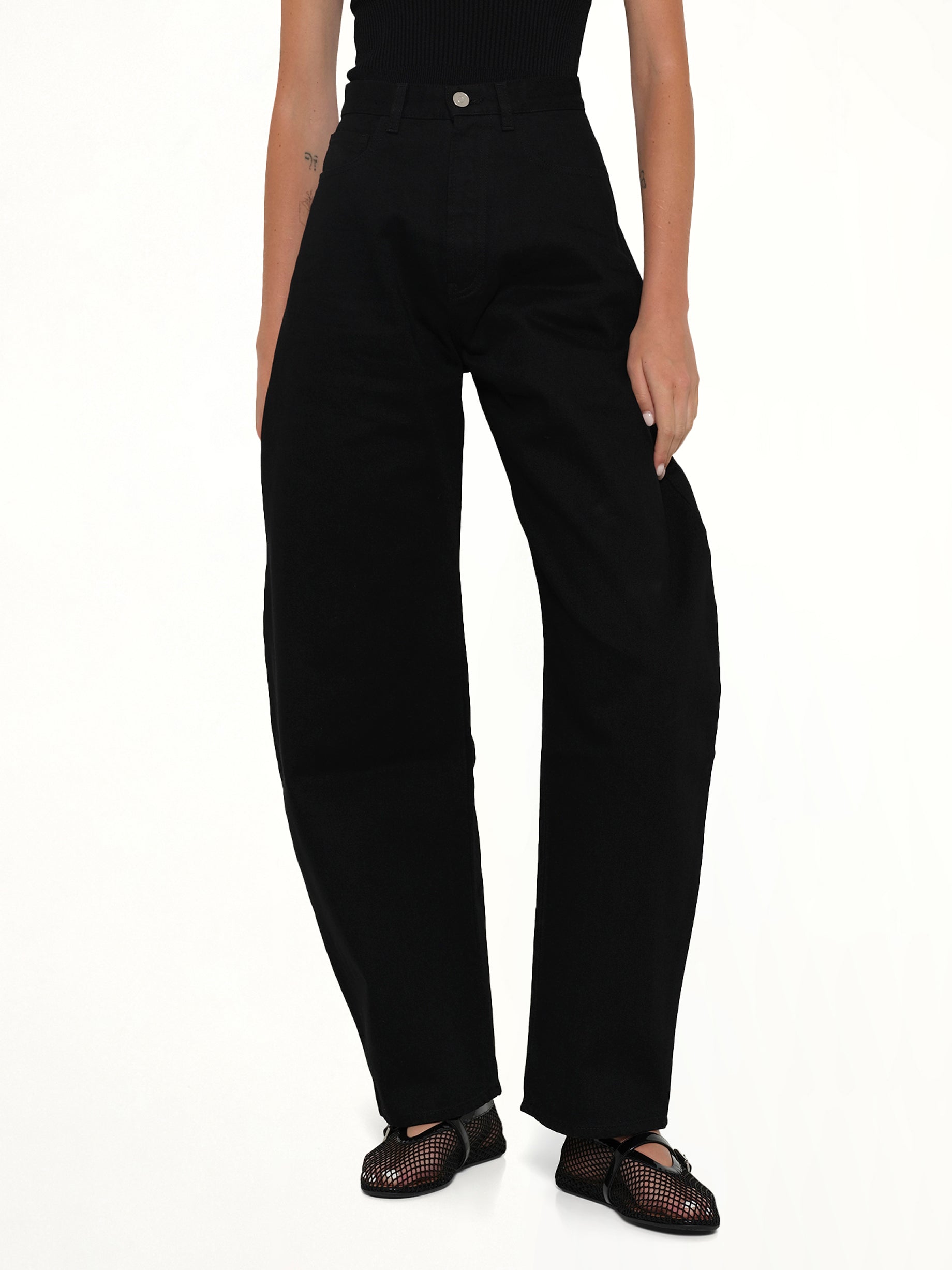 ALAIA , 
, Round Pants in Black Detail Shot from MARAIS