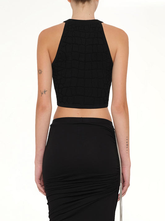 Halterneck Croco Top in Black