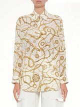 Chains Printed T-Shirt in White/Gold