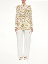Chains Printed T-Shirt in White/Gold