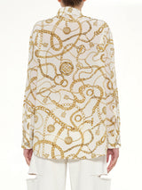 Chains Printed T-Shirt in White/Gold
