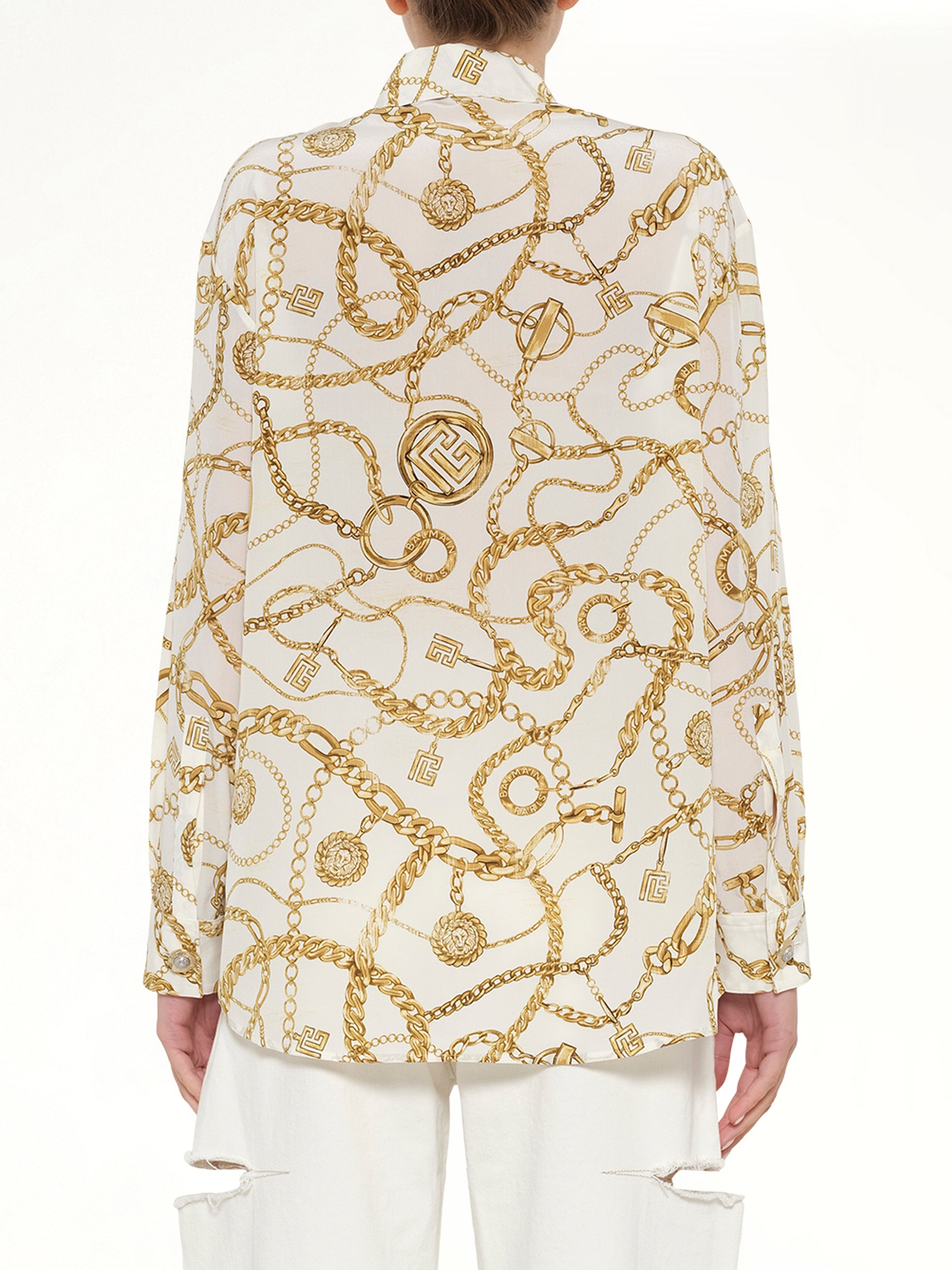 Chains Printed T-Shirt in White/Gold