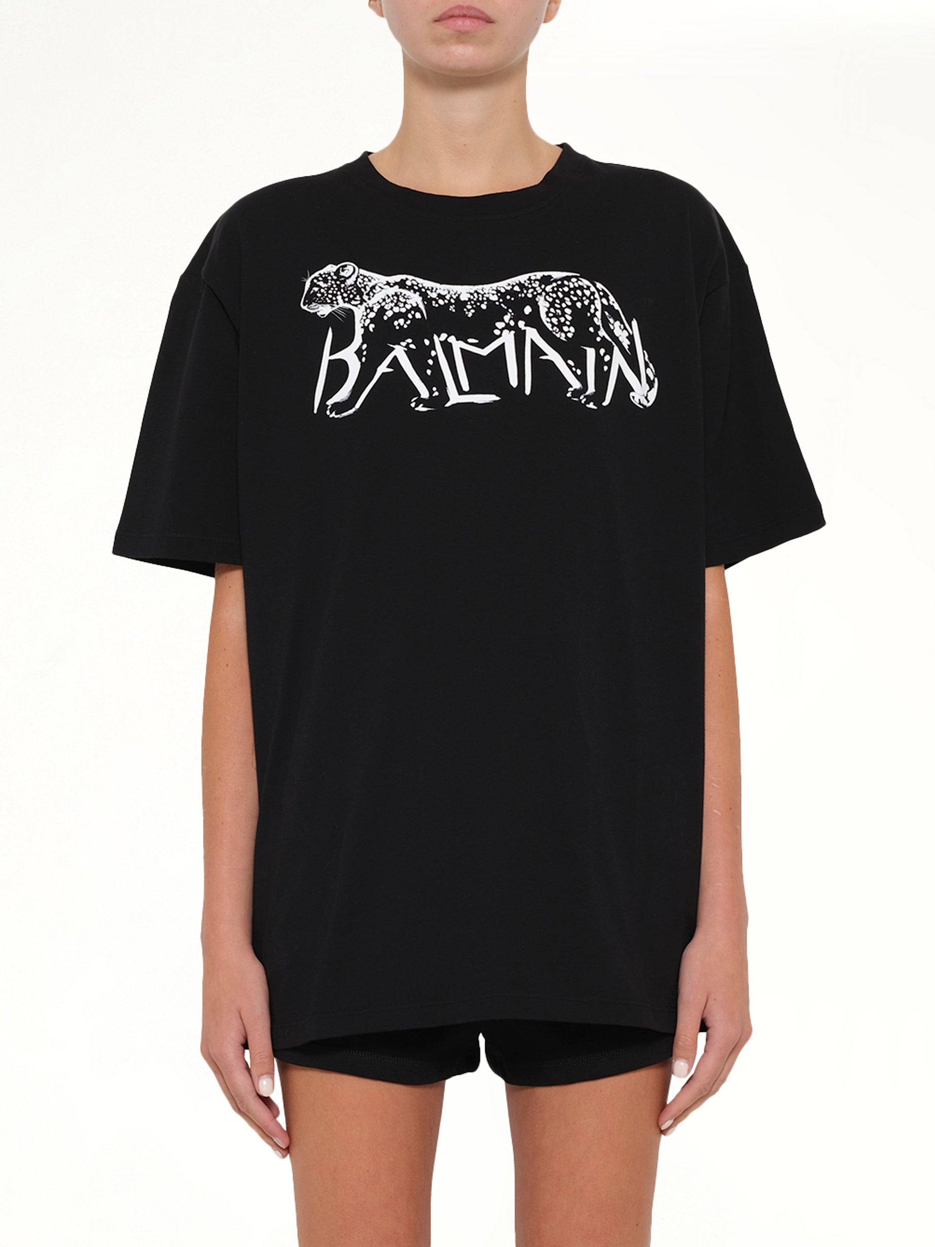 Leopard Print T-Shirt in Black/White