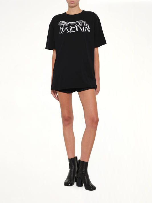 Leopard Print T-Shirt in Black/White