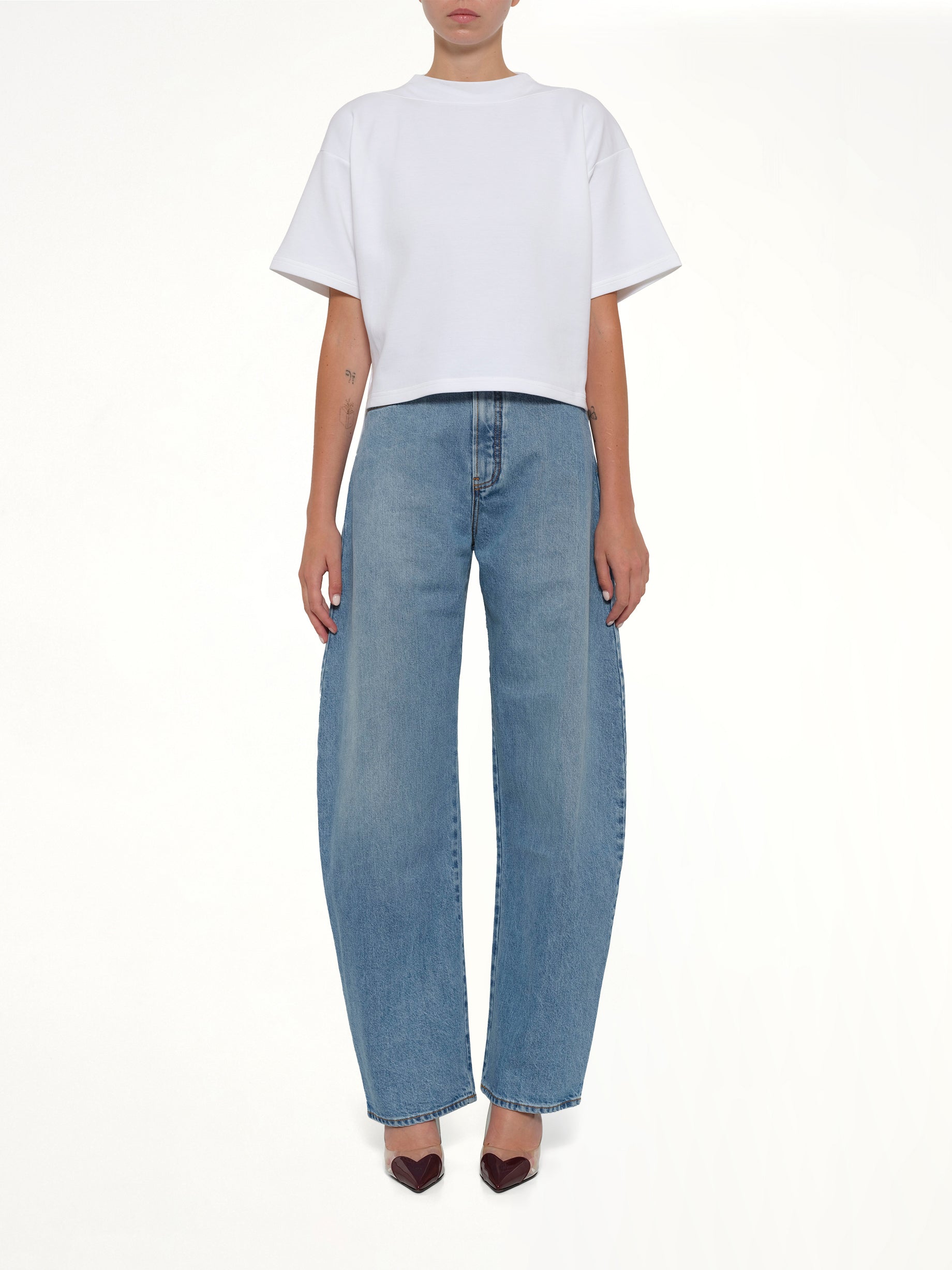 ALAIA Boxy T-Shirt in White Model View from MARAIS