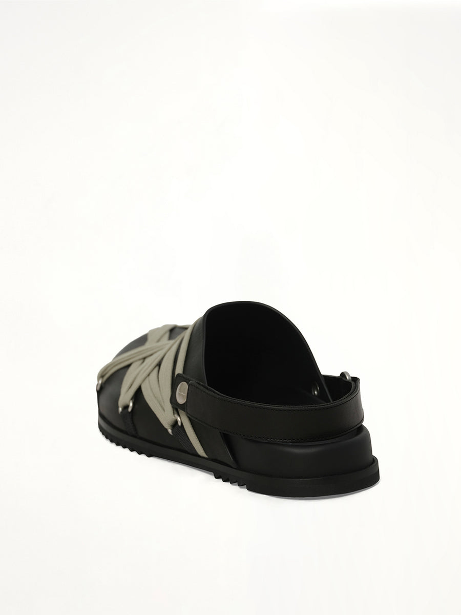 Megalace Mule Granola in Black Back View | RICK OWENS