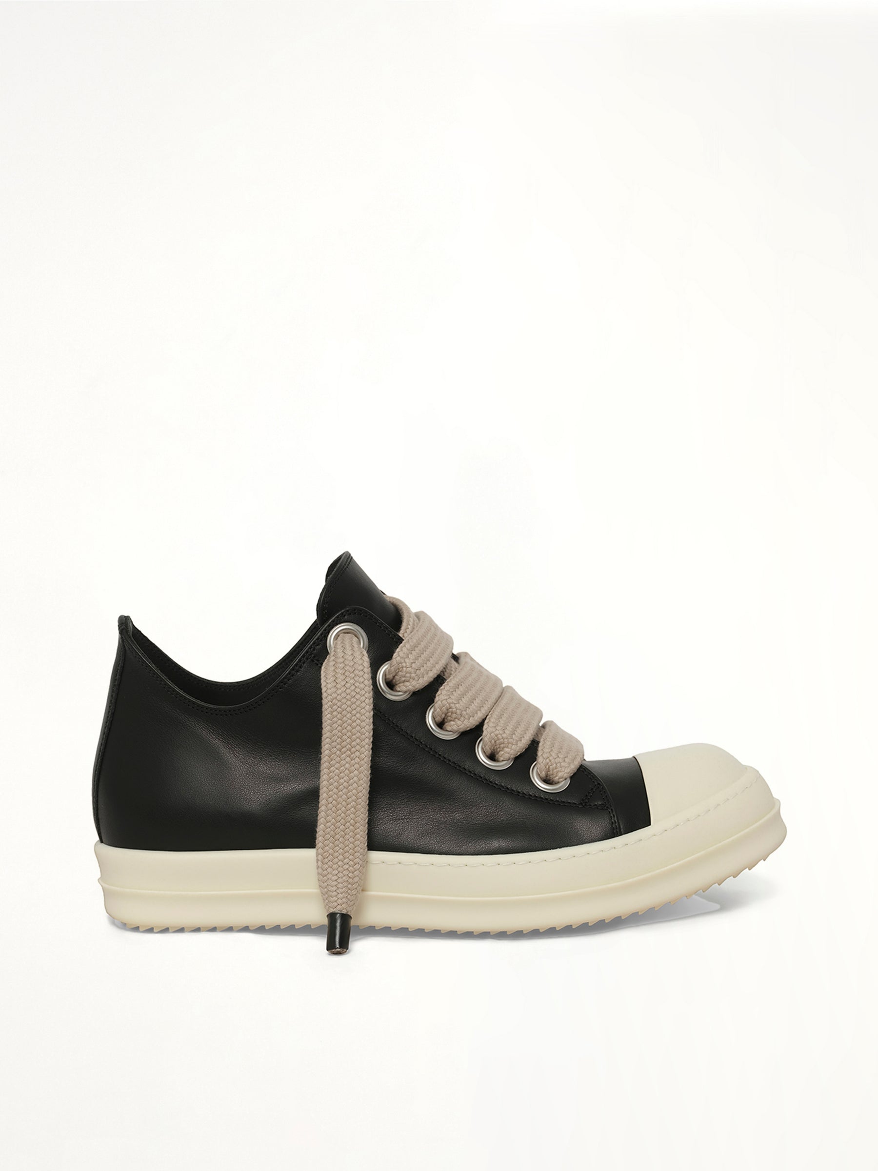 Jumbolace Low Sneaks in Black/Milk Side View | RICK OWENS