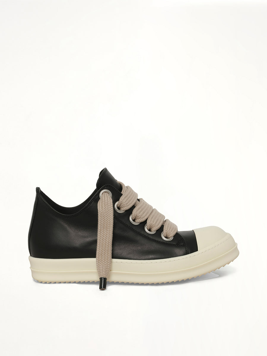 Jumbolace Low Sneaks in Black/Milk Side View | RICK OWENS