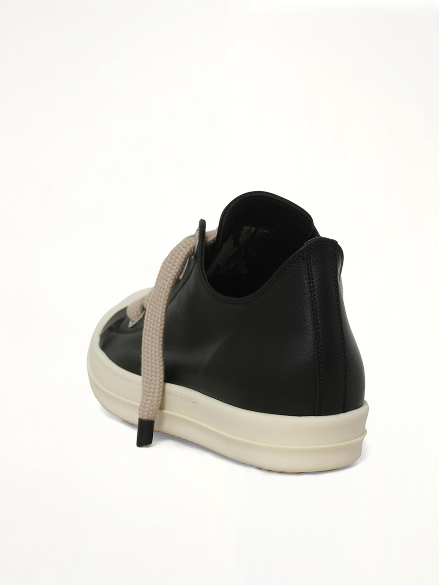 Jumbolace Low Sneaks in Black/Milk Back View | RICK OWENS