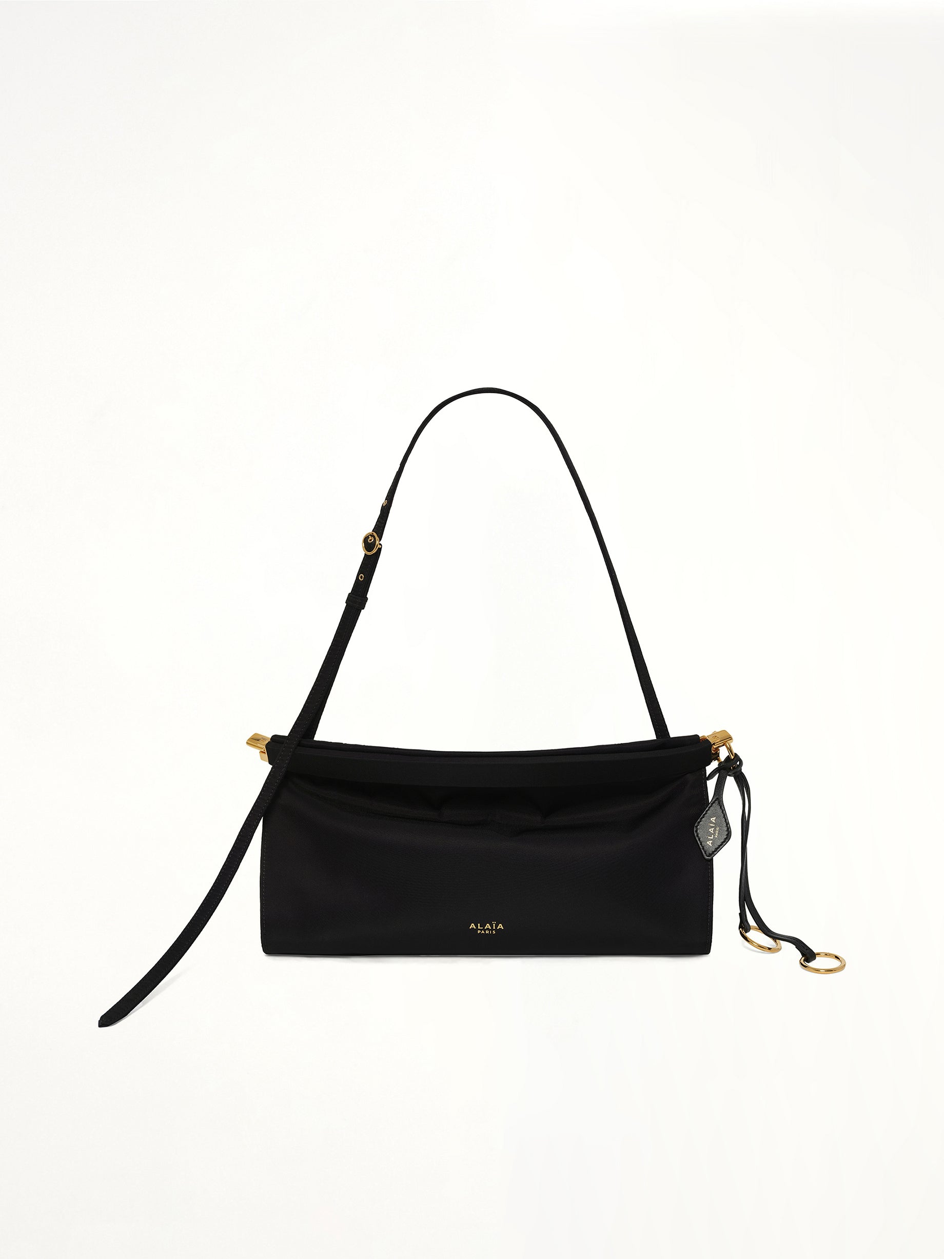 Le Click East West Nylon Shoulder Bag in Black