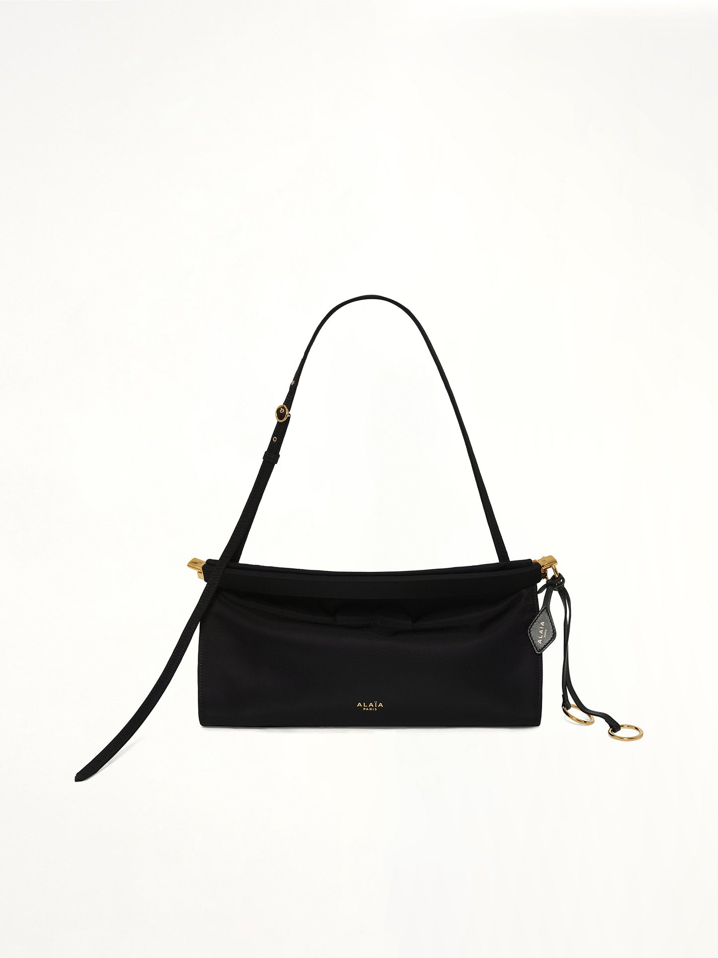 Le Click East West Nylon Shoulder Bag in Black
