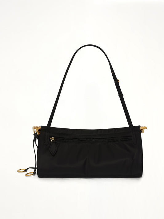 Le Click East West Nylon Shoulder Bag in Black