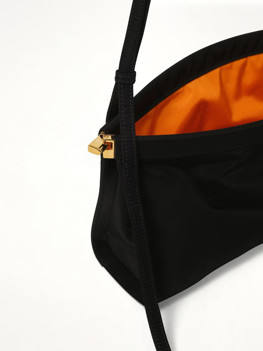 Le Click East West Nylon Shoulder Bag in Black