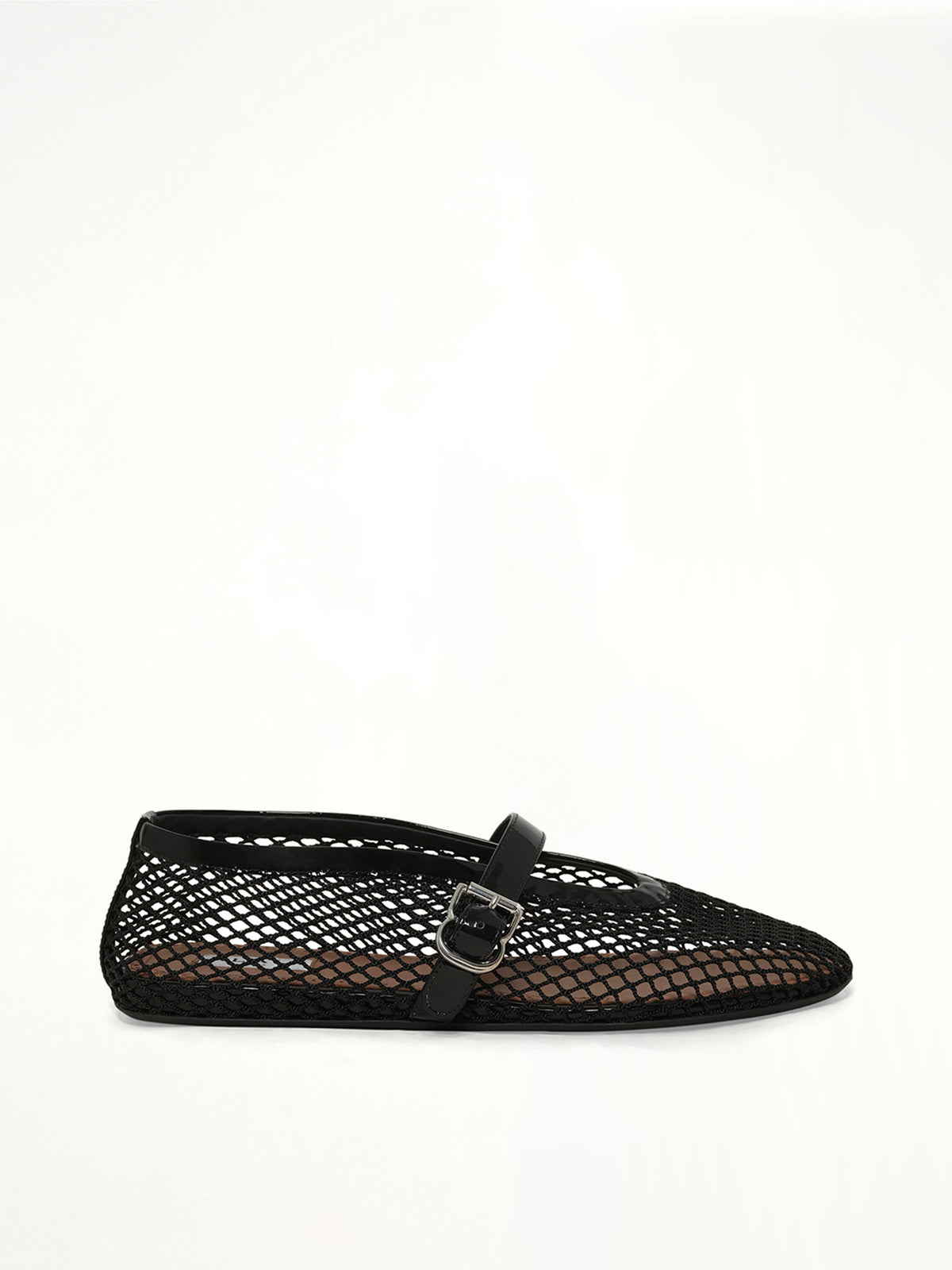 Ballet Fishnet Flats in Black Side View | ALAIA