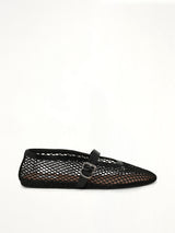 Ballet Fishnet Flats in Black Side View | ALAIA