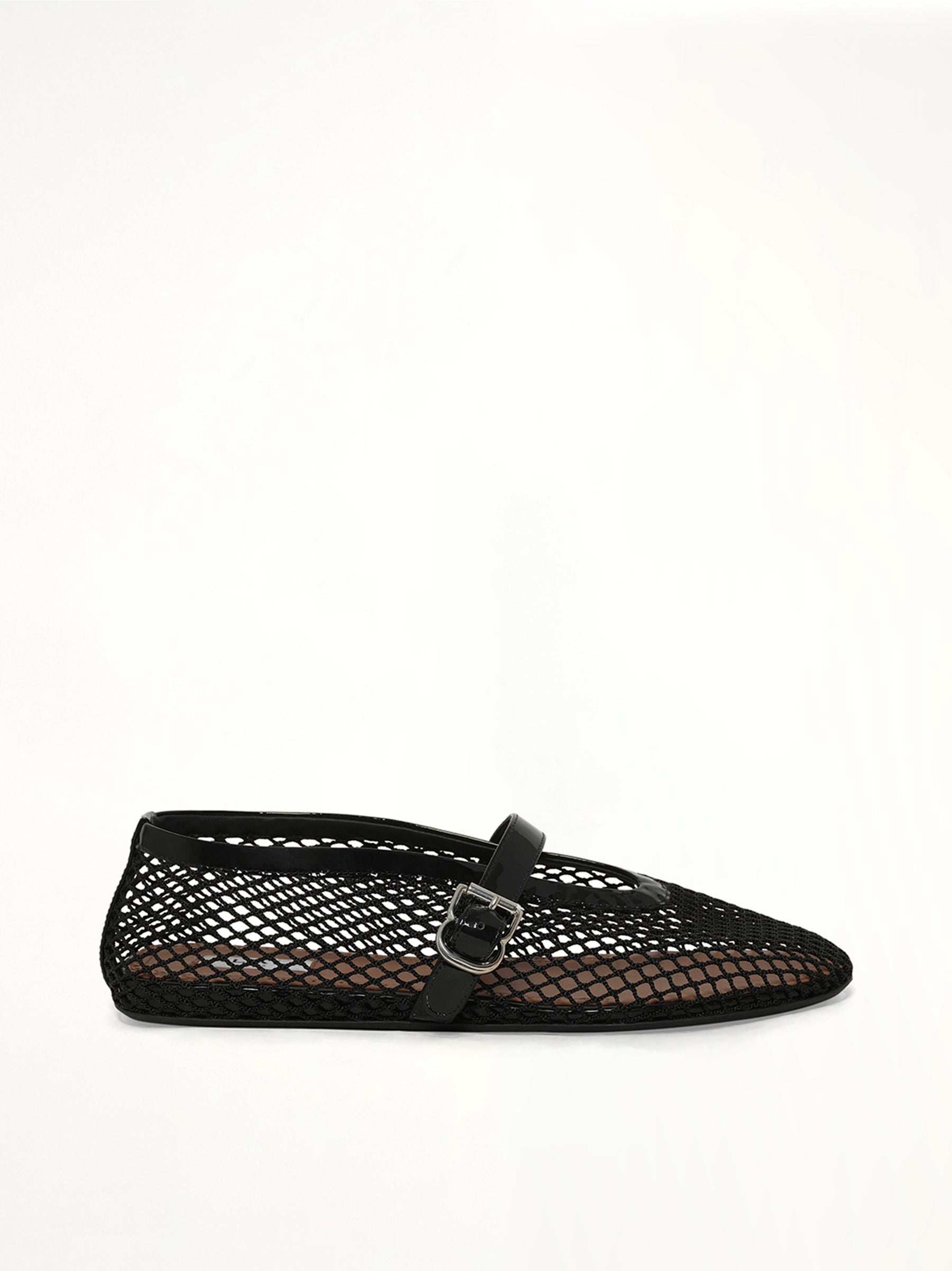 Ballet Fishnet Flats in Black Side View | ALAIA