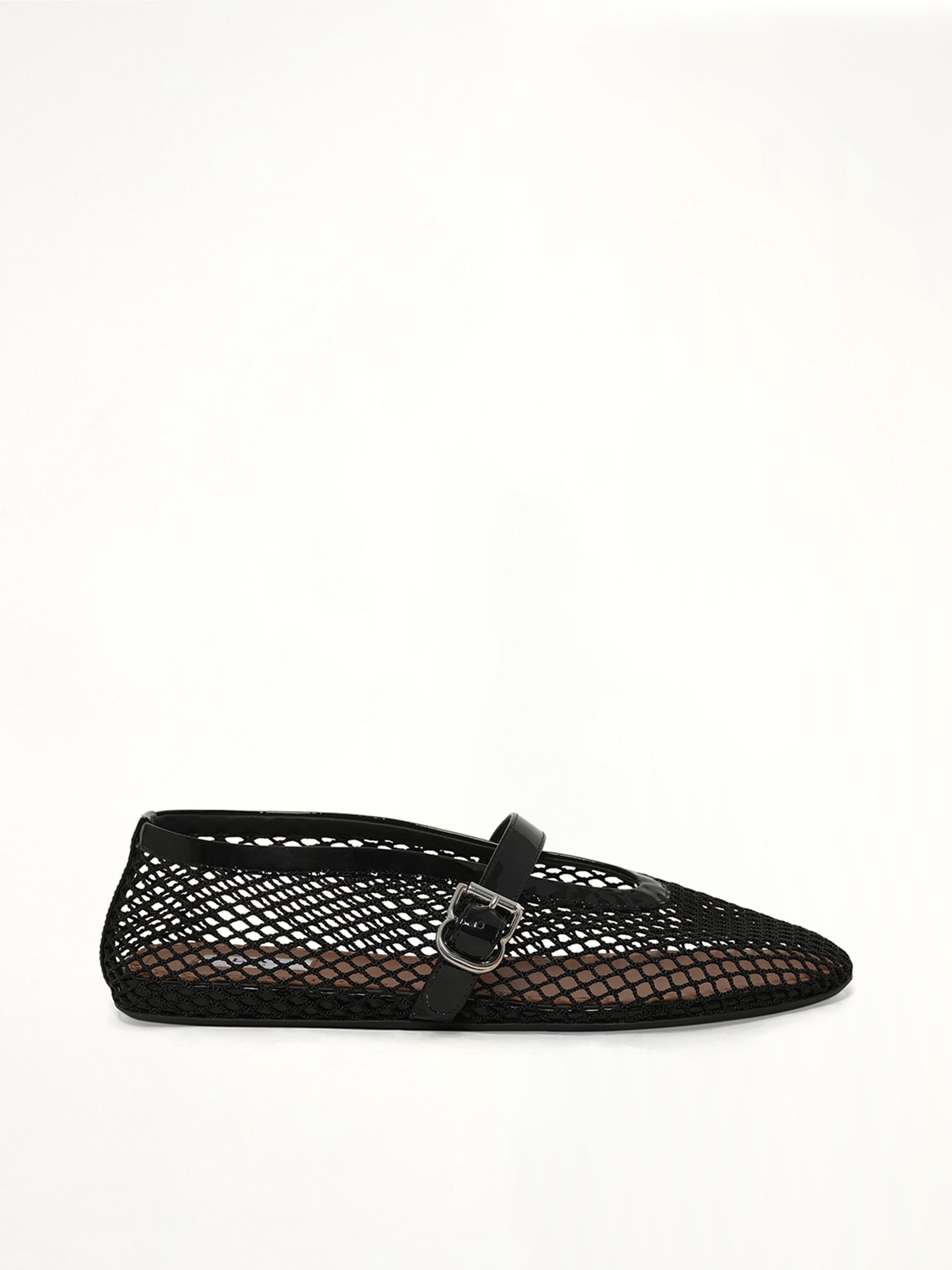 Ballet Fishnet Flats in Black Side View | ALAIA
