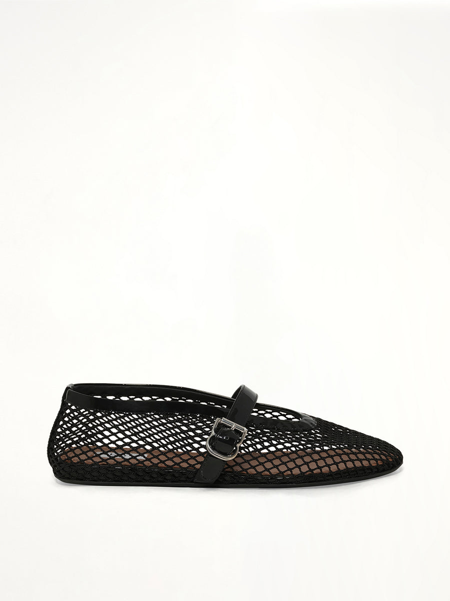 Ballet Fishnet Flats in Black Side View | ALAIA