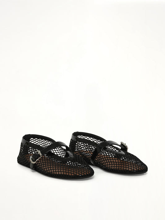 Ballet Fishnet Flats in Black