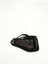 Ballet Fishnet Flats in Black Back View | ALAIA