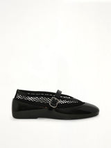 Ballet Fishnet & Rubber Flats in Black Side View | ALAIA