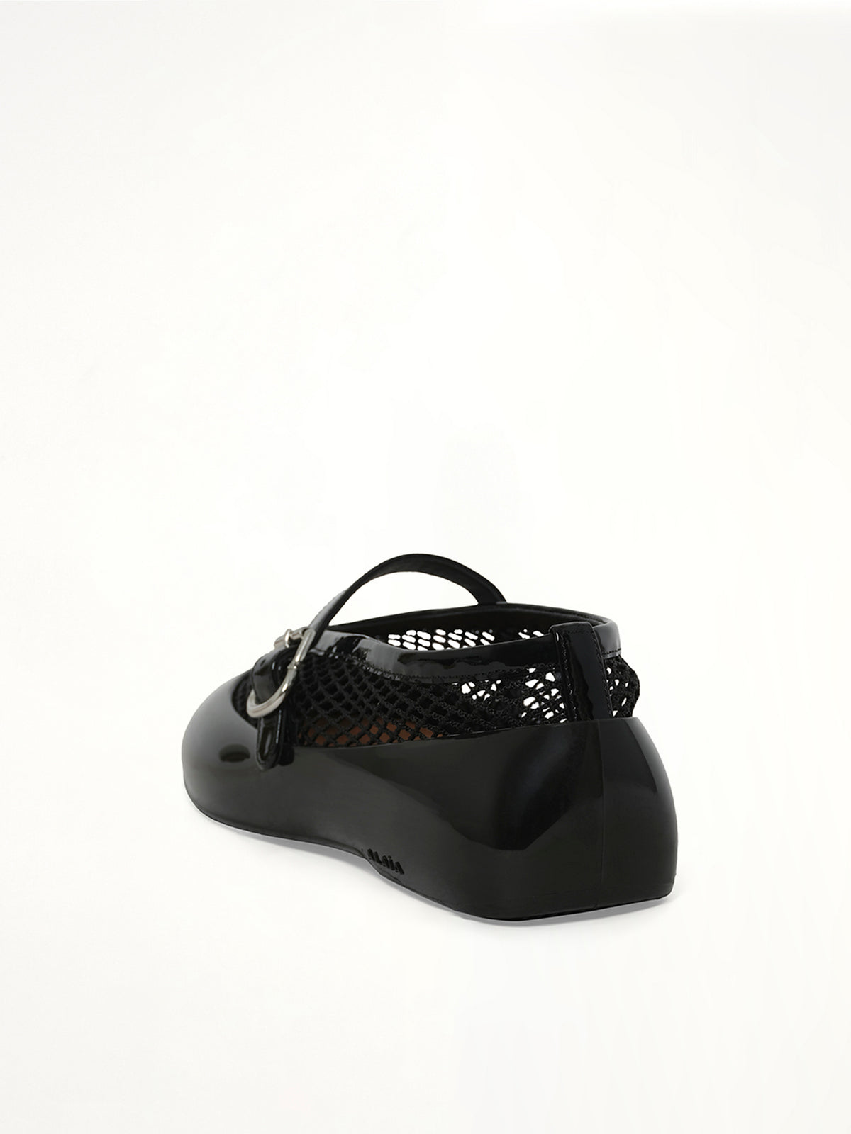 Ballet Fishnet & Rubber Flats in Black Back View | ALAIA