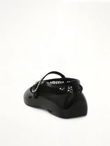 Ballet Fishnet & Rubber Flats in Black Back View | ALAIA