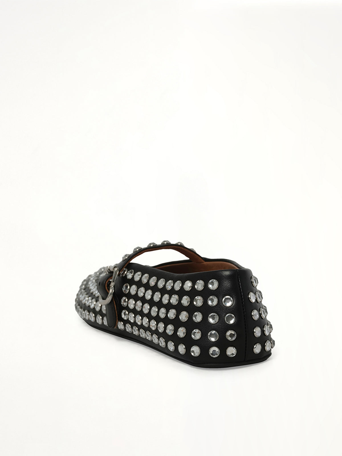 Strass Lambskin Ballet Flats in Black Back View | ALAIA