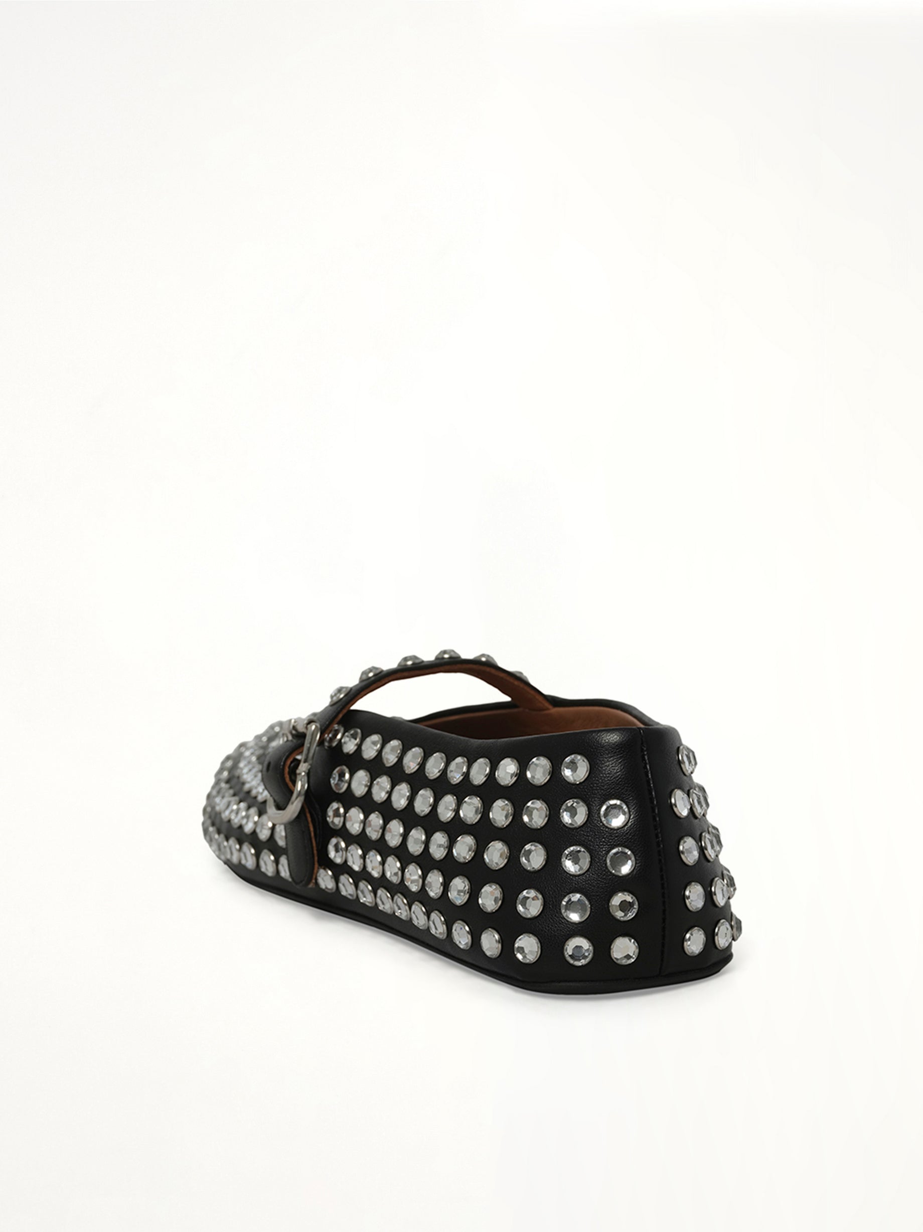 Strass Lambskin Ballet Flats in Black Back View | ALAIA