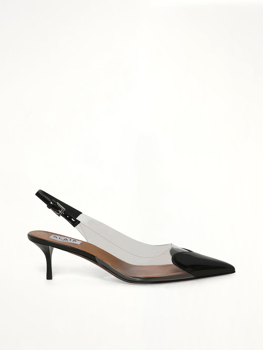 Le Coeur Slingbacks H55 in Black Side View | ALAIA