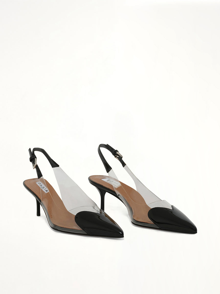 Le Coeur Slingbacks H55 in Black Front View | ALAIA