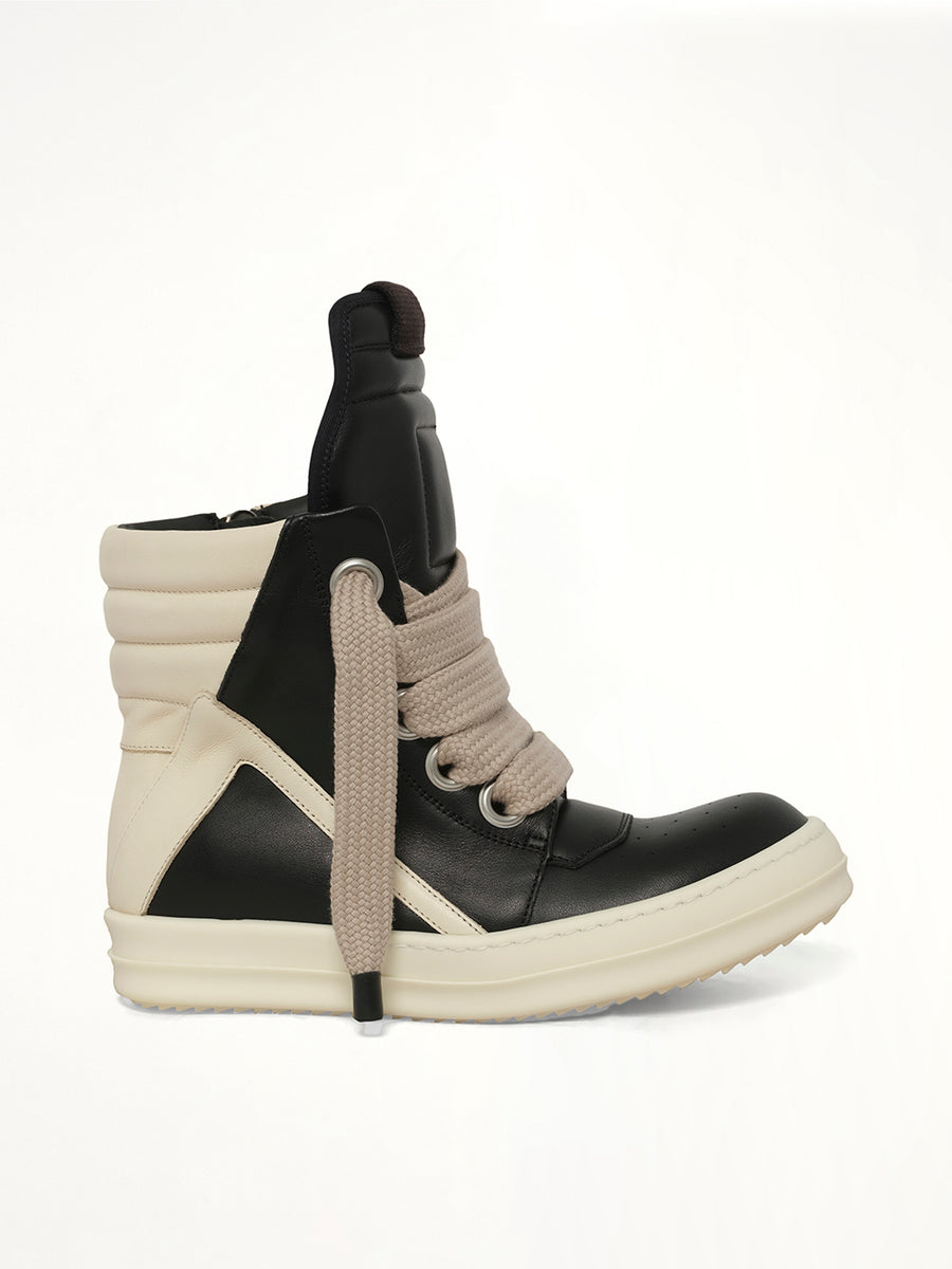 Jumbolace Geobasket in Black/Milk Side View | RICK OWENS