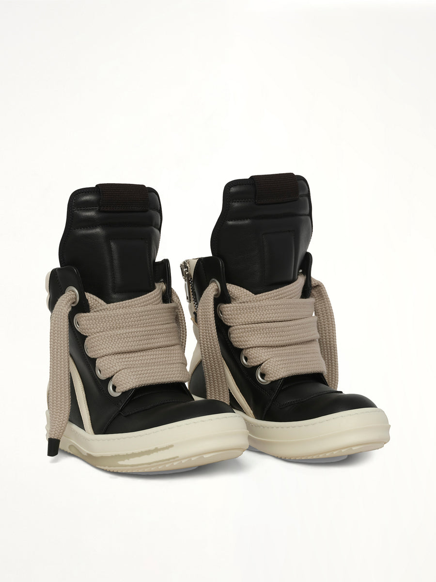Jumbolace Geobasket in Black/Milk Front View | RICK OWENS