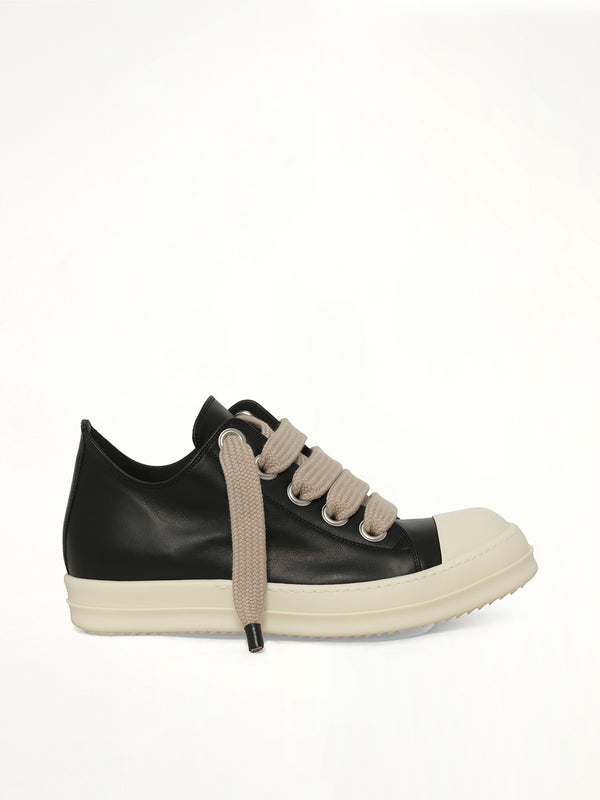Jumbolace Low Sneaks in Black/Milk Side View | RICK OWENS