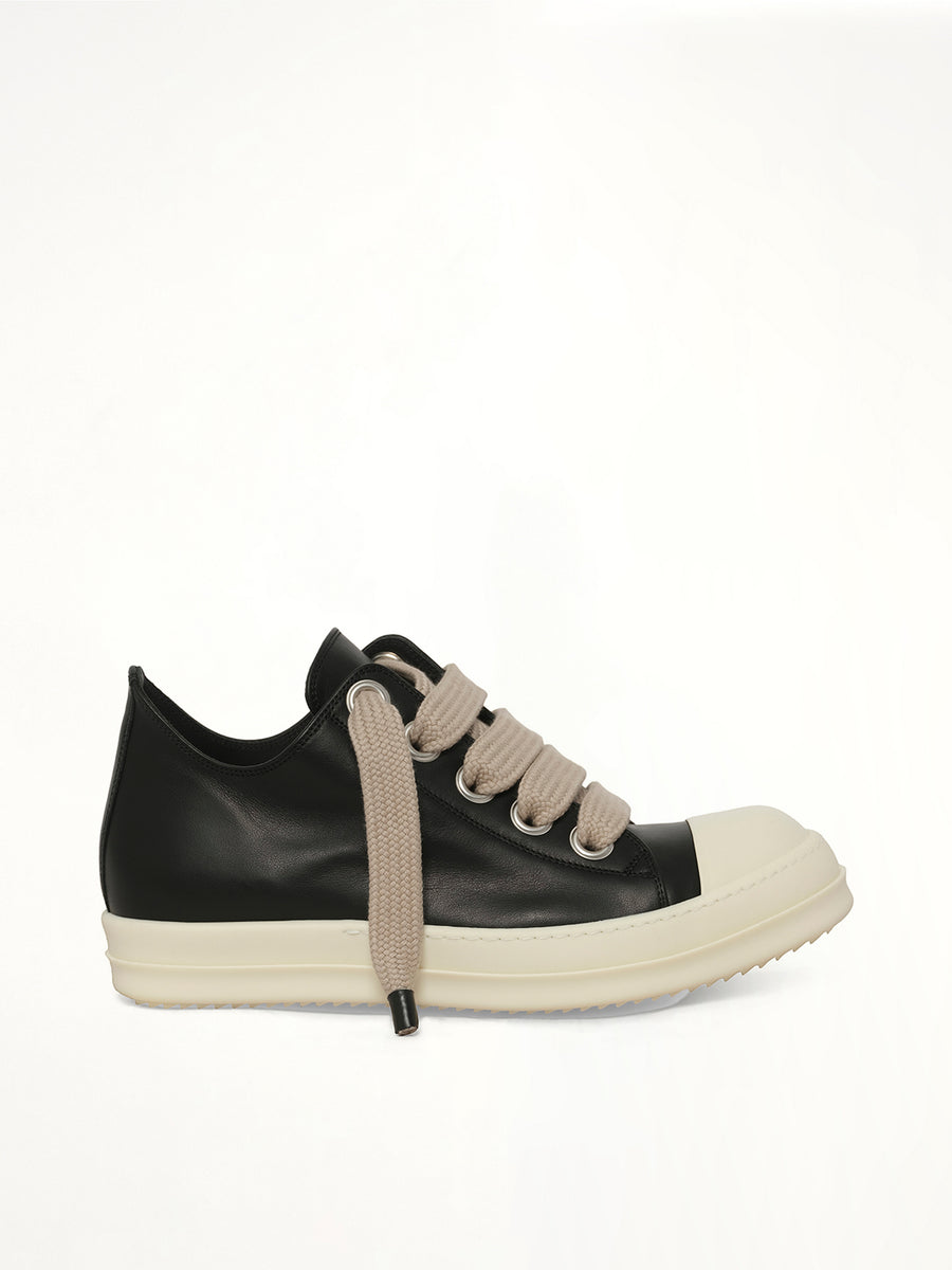 Jumbolace Low Sneaks in Black/Milk Side View | RICK OWENS