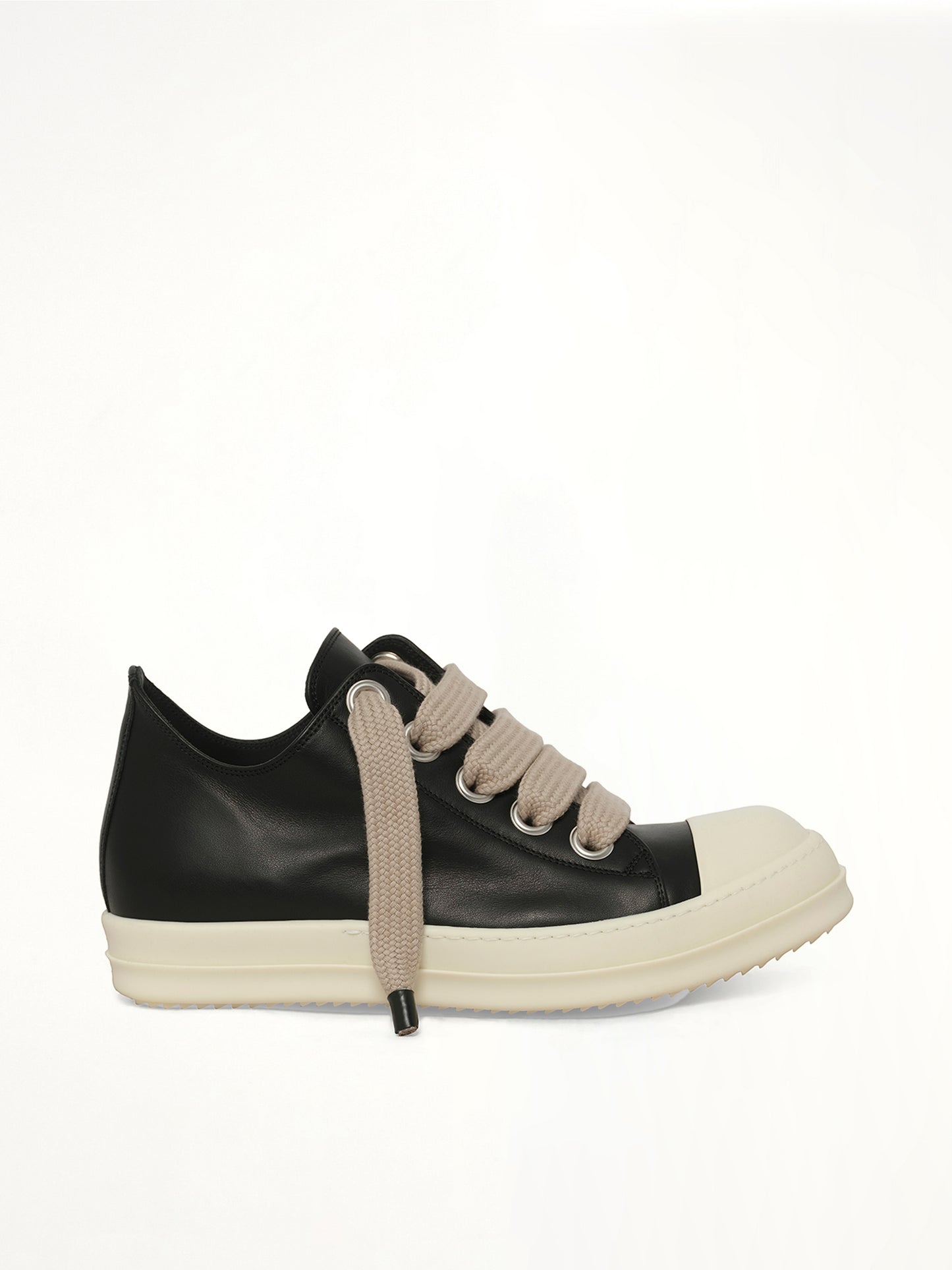 Jumbolace Low Sneaks in Black/Milk Side View | RICK OWENS