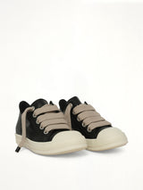 Jumbolace Low Sneaks in Black/Milk Front View | RICK OWENS