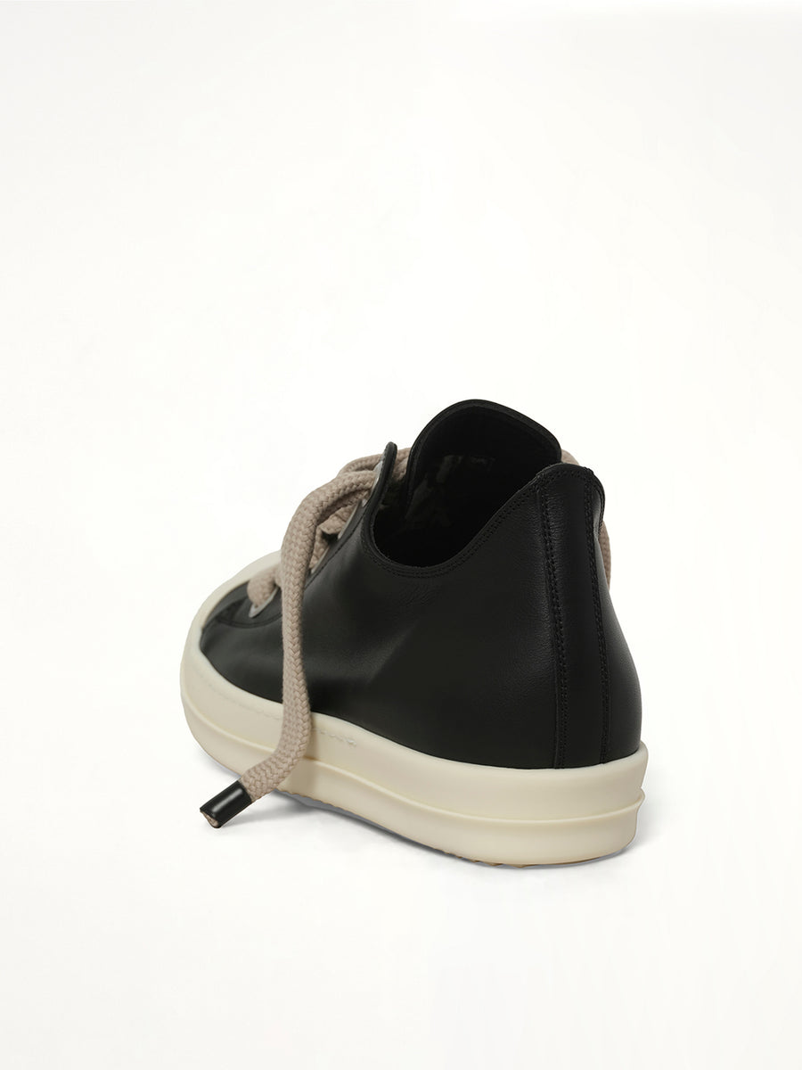 Jumbolace Low Sneaks in Black/Milk Back View | RICK OWENS