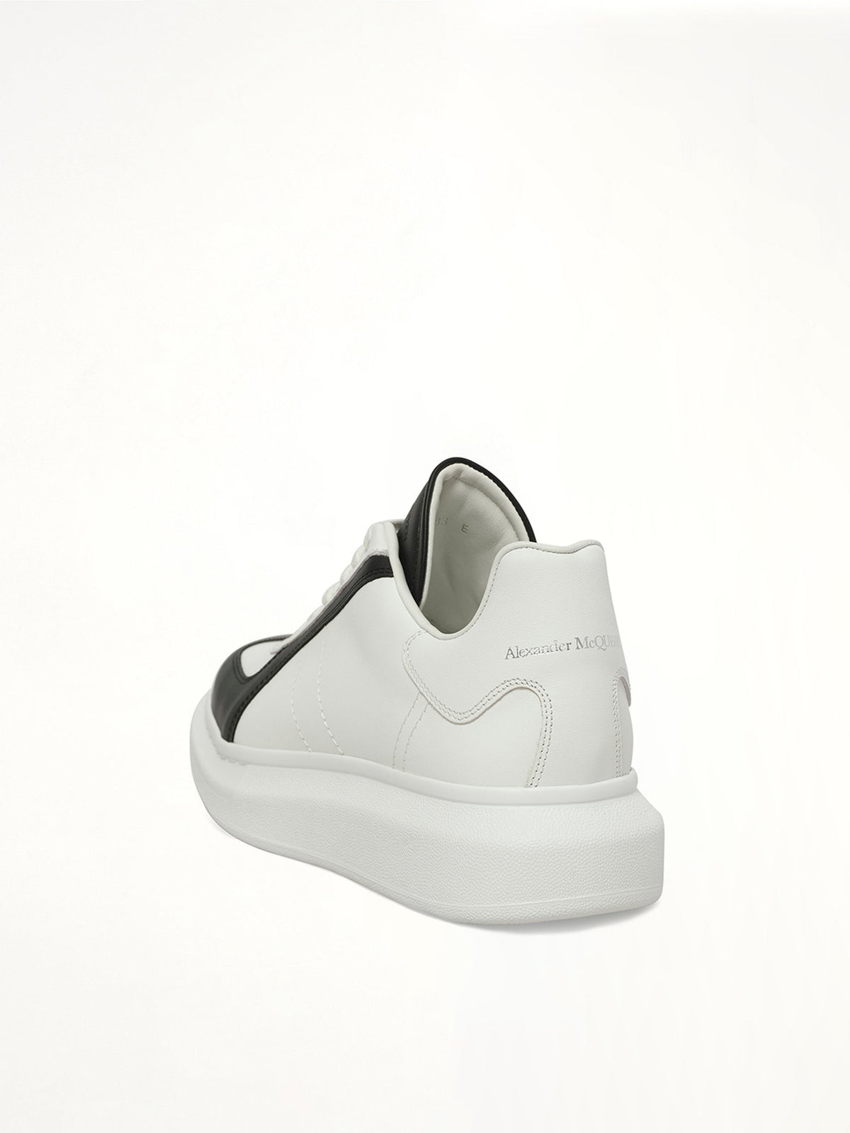 Larry Oversized Sneaker in White/Black/Latte Back View | ALEXANDER MCQUEEN
