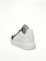Larry Oversized Sneaker in White/Black/Latte Back View | ALEXANDER MCQUEEN