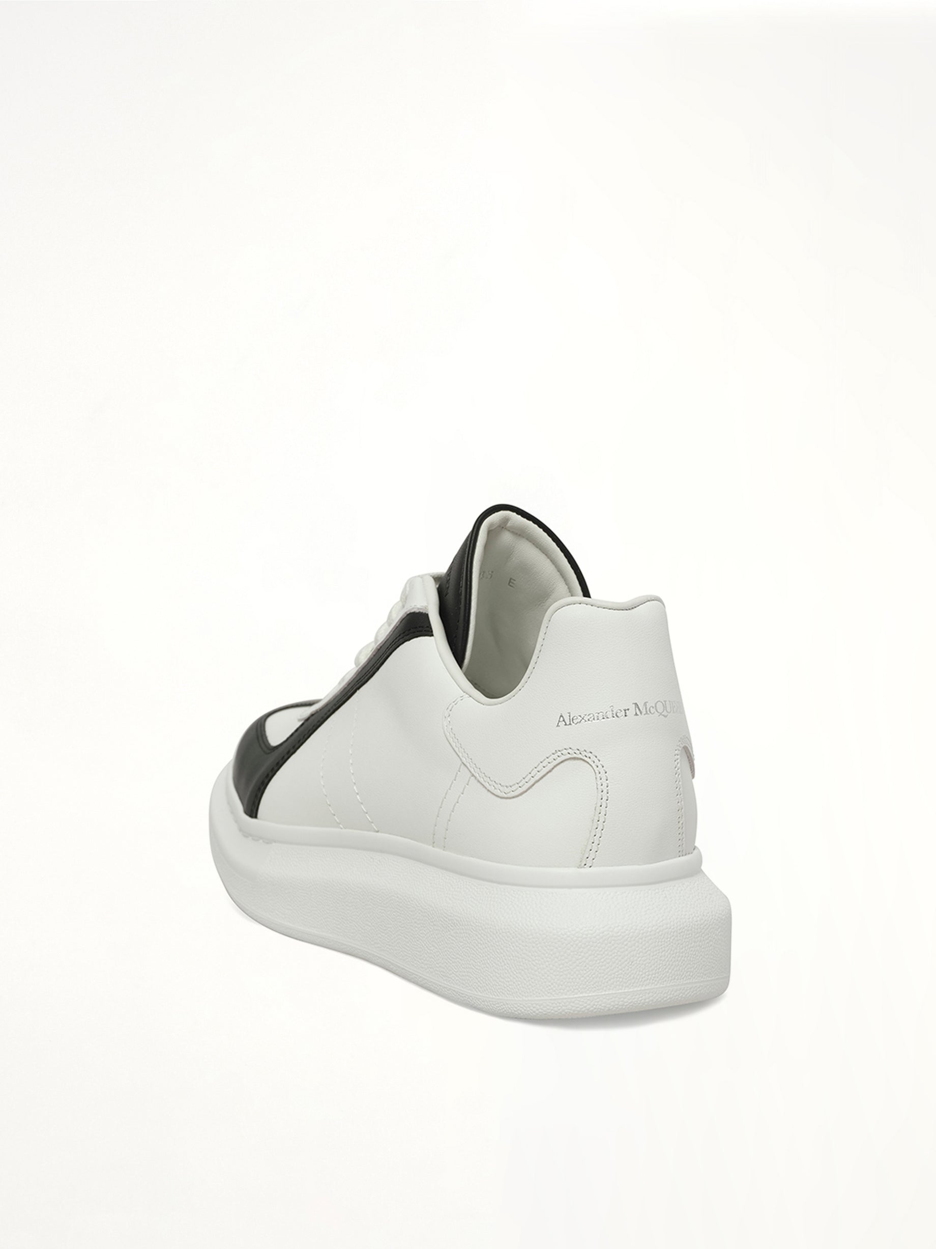 Larry Oversized Sneaker in White/Black/Latte Back View | ALEXANDER MCQUEEN